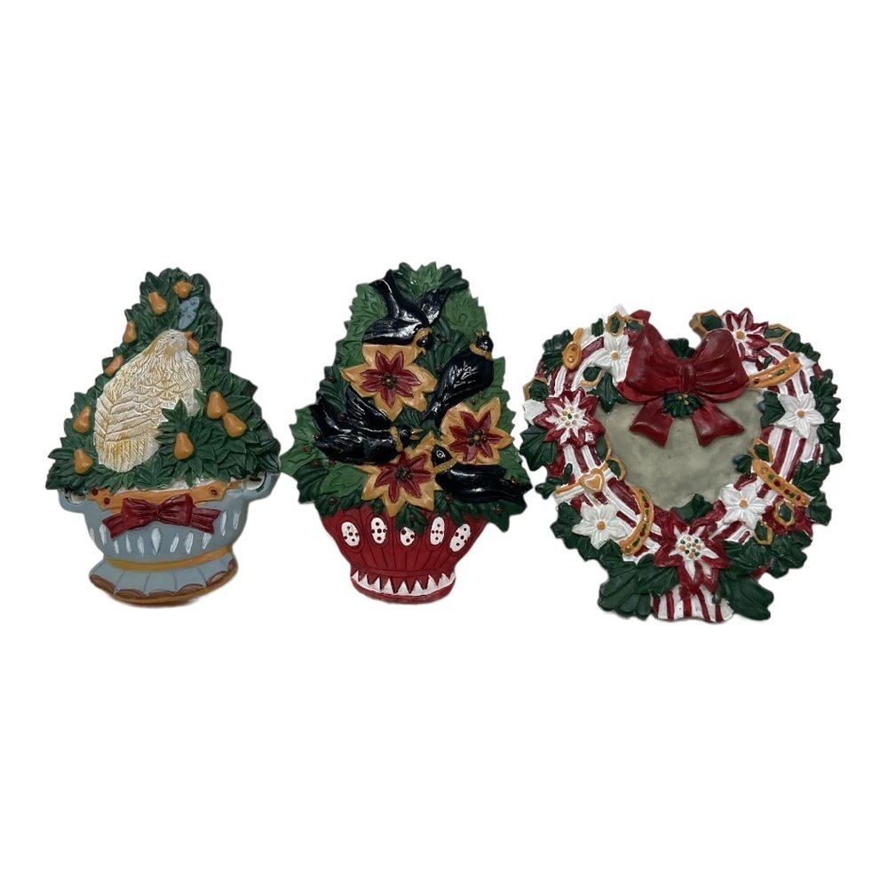 3 Beautiful Vintage Resin Holiday Napkin Holders